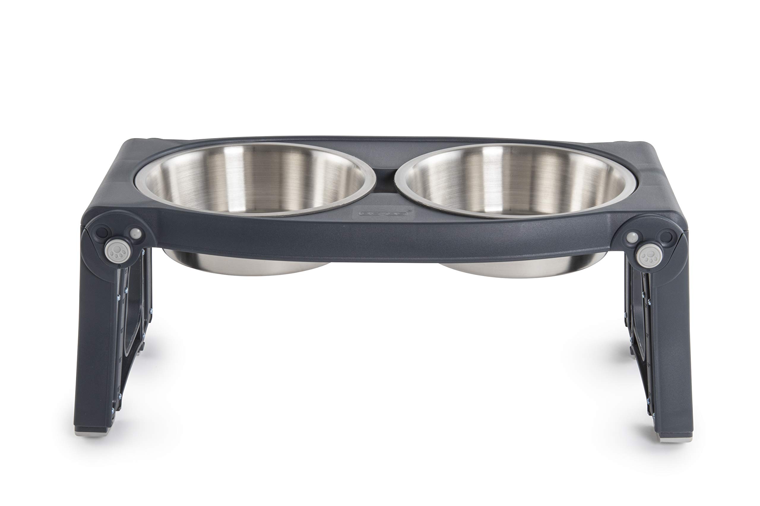 In hoogte verstelbare feeder roestvrijstalen kommen