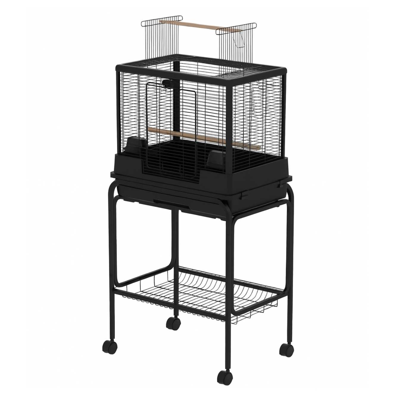 Vogelkooi Ceasar L Zwart met Standaard