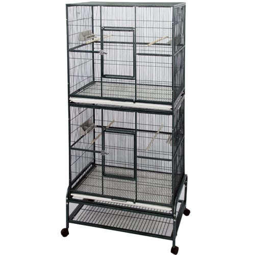 STRONG Vogelkooi Kyra, 2 verdiepingen, zilverkleurig grijs