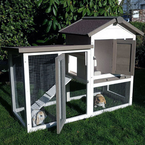 Konijnenhok Gerlos White/Brown met ren